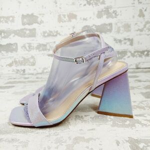 New Bp. Parker Metallic Purple Square Open Toe Heeled Sandals V681